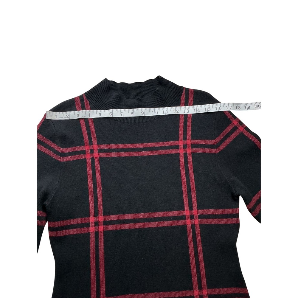 Emery Rose Womens Plaid Mock Neck Long Sleeve Bodycon Sweater Midi Dress Medium - Picture 6 of 9